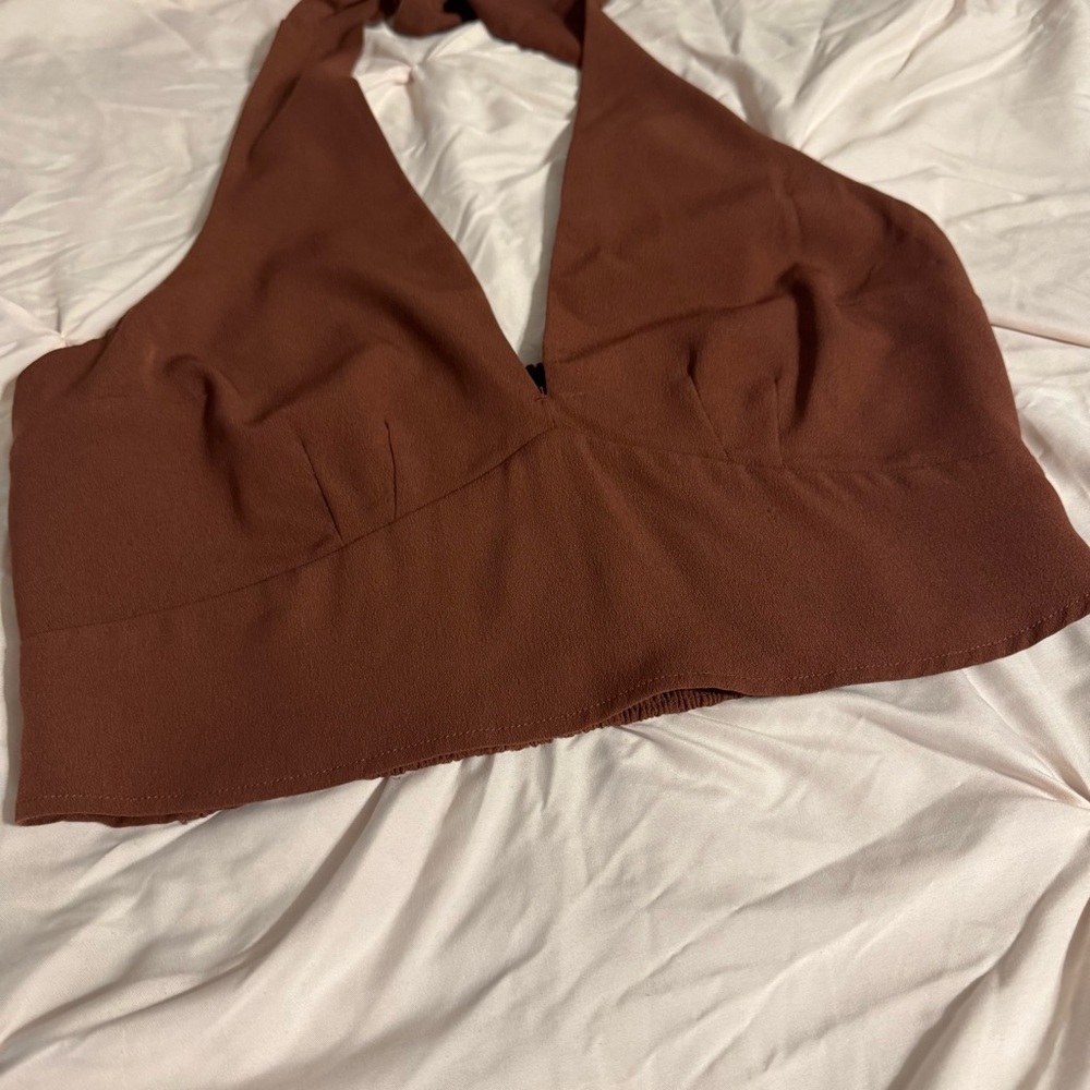 Abercrombie & Fitch Brown Halter Crop Top - Picture 2 of 7